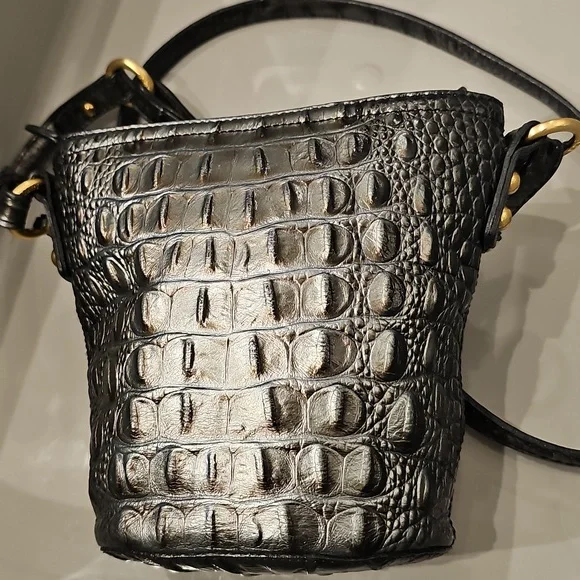 BRAHMIN Silvery Black Bucket Bag - Picture 8 of 12